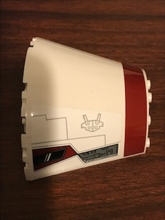 Lego Cone Half 10 x 5 x 6 with SW Dark Red Stripe, Cockpit Window and Machinery Pattern Model Left Side (Stickers) - Set 75244