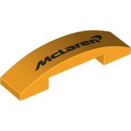 Lego Brick Curved 4 x 1 Double with No Studs and Black 'McLaren' Print / Bright Light Orange