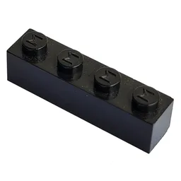 Modulex Brick 1 x 4 with M on Stud / Modulex Black