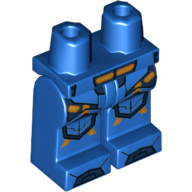 Lego Hips and Blue Legs with Orange and Gold Circuitry and Dark Blue Armor, Knee Pads and Boots print / Blue