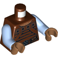 Lego Torso Weequay Leather Armour Print, Bright Light Blue Arms, Medium Nougat Hands / Reddish Brown