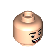 Lego Minifig Head Michael Scott, Thick Eyebrows, Forehead Line, Open Mouth Smile with Tongue and Teeth / Sad Closed Mouth Print / Light Nougat