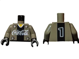 Torso Coca-Cola Logo with V-Neck Shirt, Back Stripe and 4 Buttons Pattern / Dark Gray Arms / Black Hands