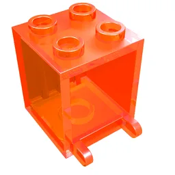 Box 2 x 2 x 2 [Hollow Studs] / Trans-Neon Orange