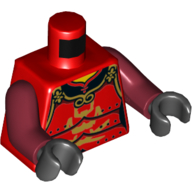 Lego Torso Armour, Gold Trim, Black Undershirt Print, Dark Red Arms, Black Hands / Red