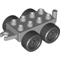 Duplo Car Base 2 x 4 with Four Wheels and Hitch Ends / Light Bluish Gray