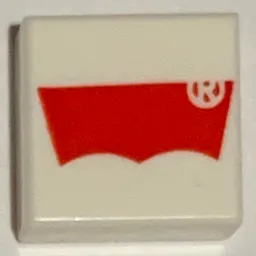 Tile 1 x 1 with Red LEVI's Logo Print / White
