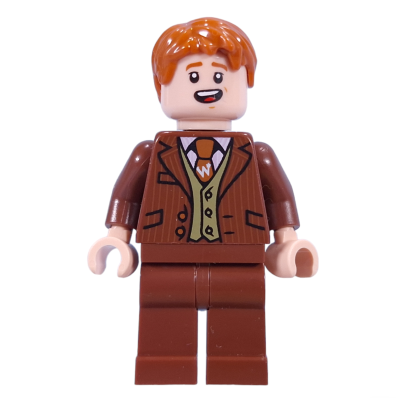 Lego Fred Weasley in Reddish Brown Suit, Dark Orange Tie