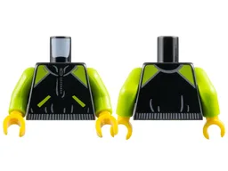 Torso Jacket with Dark Bluish Gray Waistband, Lime Shoulders and Pockets, and Silver Zipper Pattern / Lime Arms / Yellow Hands
