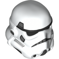 Lego Helmet Stormtrooper Dual Molded, Black with Dark Bluish Gray and White Markings, Black Squares on Back Print / White