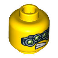 Lego Minifig Head Spy Clops, Four Mechanical Eyes, Teeth Print [Blocked Open Stud] / Yellow