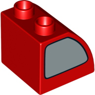 Lego Duplo Brick 2 x 2 x 1 1/2 with Curved Top and Silver Window Print on Both Sides