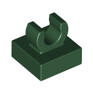 Lego Tile Special 1 x 1 with Clip with Rounded Edges / Dark Green