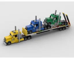 Peterbilt Big Rig Tractor with Flatbed Trailer