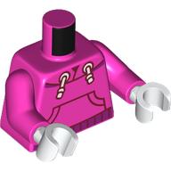 Lego Torso, Hoodie, Pockets, Magenta Trim, White Laces print, Dark Pink Arms, White Hands / Dark Pink