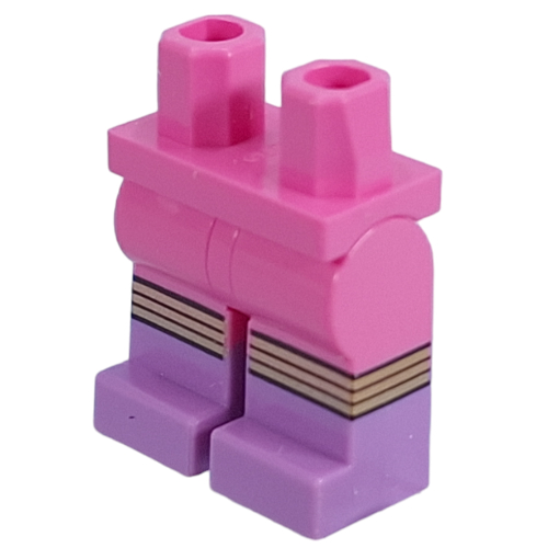 Lego Hips with Dark Pink Legs and Medium Lavender Boots Pattern, Gold Knees print / Dark Pink