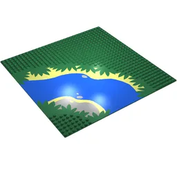 Baseplate 32 x 32 with 7-Stud Curve with Lagoon / River Print / Green