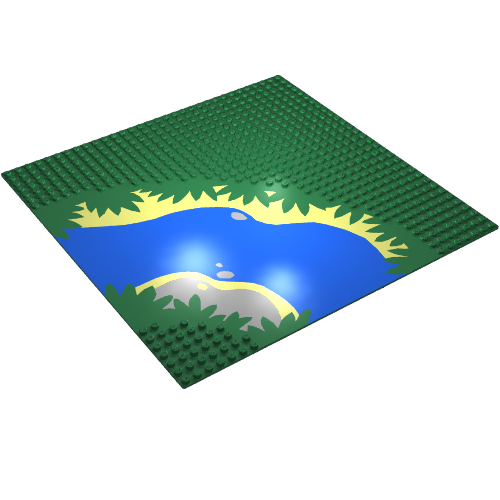 Lego Baseplate 32 x 32 with 7-Stud Curve with Lagoon / River Print / Green