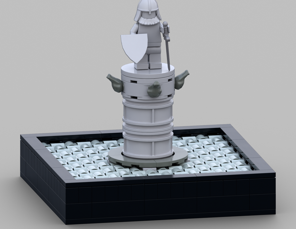 Lego Old Town Monument on Cobblestone