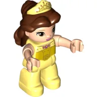 Duplo Figure Belle, Reddish Brown Hair, Bright Light Yellow Legs, Bright Light Yellow Tiara Print / Bright Light Yellow
