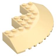 Lego Brick Round Corner 10 x 10 with Slope 33° Edge, Axle Hole, Facet Cutout / Tan