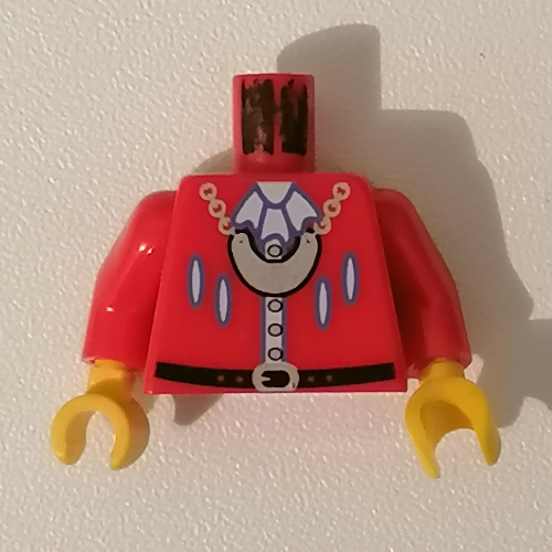 Lego Torso Imperial Armada Uniform Jacket Black Belt, Silver Buttons, Necklace Print, Red Arms, Yellow Hands / Red
