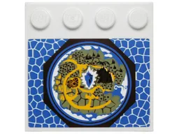 Tile, Modified 4 x 4 with Studs on Edge with Map in Octagon and Blue Scales Pattern (Sticker) - Set 70010