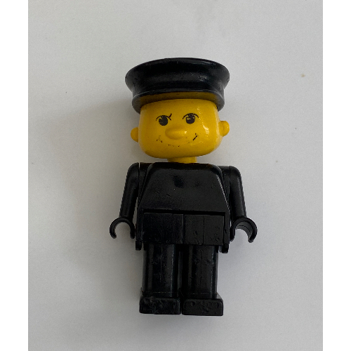 Lego Basic Figure Human, Black Legs, Black Hat / Black