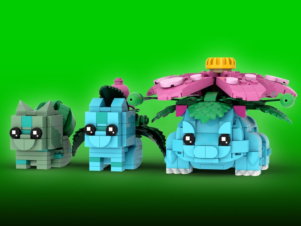 Lego Bulbasaur, Ivysaur, Venusaur Brickheadz LEGO MOC - Poké Mon