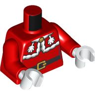 Lego Torso, White Furls, Collar, Folds print, Red Arms, White Hands / Red