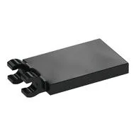 Tile Special 2 x 3 with 2 Clips [Thick Open O Clips] / Black