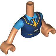 Lego Minidoll Torso Woman with Dark Blue Uniform, Yellow Trim, Dark Azure Shirt, Tie print, Nougat Arms and Hands / Nougat