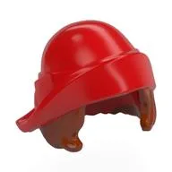 Hair and Hat, Soft Folded Brim Hat over Dark Orange Bob Cut Hair Pattern / Red
