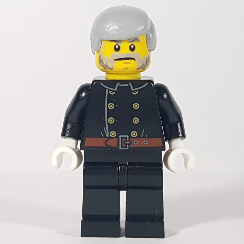 Lego Fireman, Jacket with 8 Buttons and Belt, Light Bluish Gray Hair, Beard