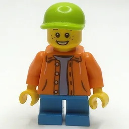 Kid - Orange Torso, Dark Azure Legs, Lime Cap