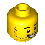 Minifig Head, Beard Stubble, Smiling with Teeth / Neutral / Yellow