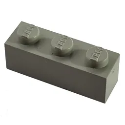 Modulex Brick 1 x 3 with LEGO on Stud / Modulex Light Gray