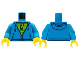 Torso Hoodie with Zipper over Lime and Green Striped Shirt Pattern / Dark Azure Arms / Yellow Hands