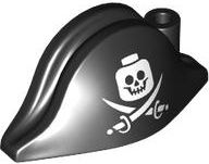 Lego Minifigure, Headgear Hat, Pirate Bicorne with White Minifigure Skull and Crossed Cutlasses Pattern