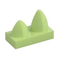 Lego Tile Special 1 x 2 with Two Vertical Teeth / Tooth / Yellowish Green