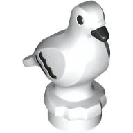 Animal, Bird, Pigeon with Black Eyes, Beak, Feathers Pattern / White