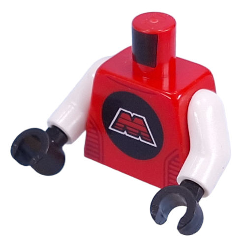Lego Torso, MTron Logo, Space Suit print, White Arms, Black Hands / Red