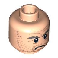 Lego Minifig Head Argus Filch, Stubble, Bushy Eyebrows, Forehead Lines Print [Blocked Open Stud] / Light Nougat