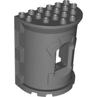 Lego Duplo Building Wall, 4 x 6 x 6 Curved Turret (Castle) / Dark Bluish Gray