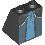 Lego Brick Sloped 65° 2 x 2 x 2 with Bottom Tube with Layered Dress with Light Blue Skirt Print / Black