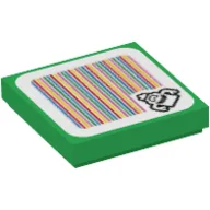 Tile 2 x 2 with Garbage Can Ghost and Barcode Print (Sticker) / Green