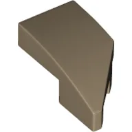 Brick Wedged, Curved 2 x 1 with Stud Notch Left / Dark Tan