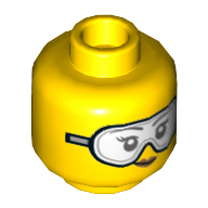Lego Minifig Head Space Fan, Smile / Safety Goggles Print / Yellow