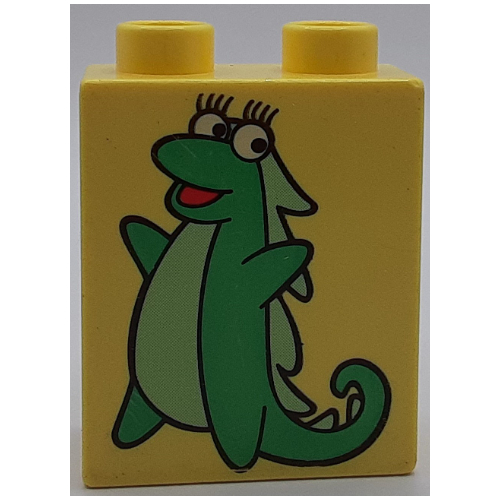 Lego Duplo Brick 1 x 2 x 2 with Issa Print / Bright Light Yellow