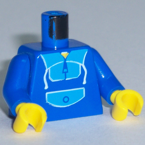 Lego Torso Hoodie, Tracksuit with Light Blue Pocket and Collar, Zipper Print, Blue Arms, Yellow Hands / Blue